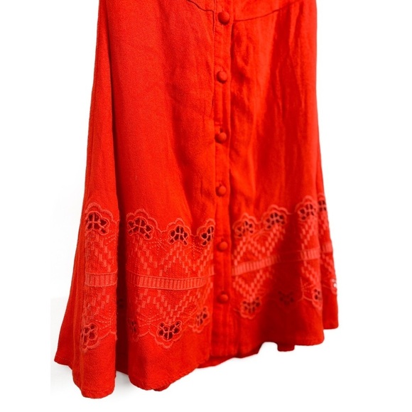 Sugarlips Off The Shoulder Embroidered Floral Ruffle Mini Dress, Red - Size S - Picture 5 of 9
